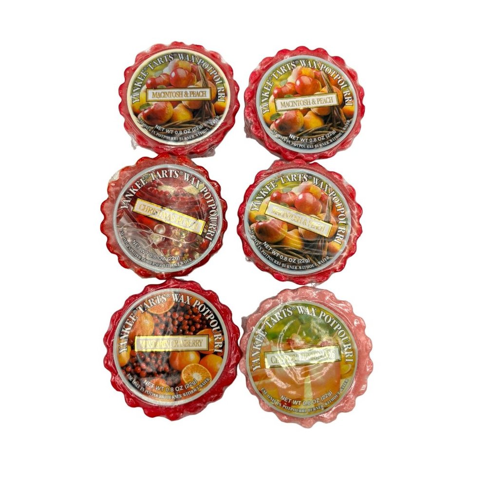 Set of 6 Yankee Candle Wax Potpourri Tart Melts Mandarin Cranberry, Macintosh &